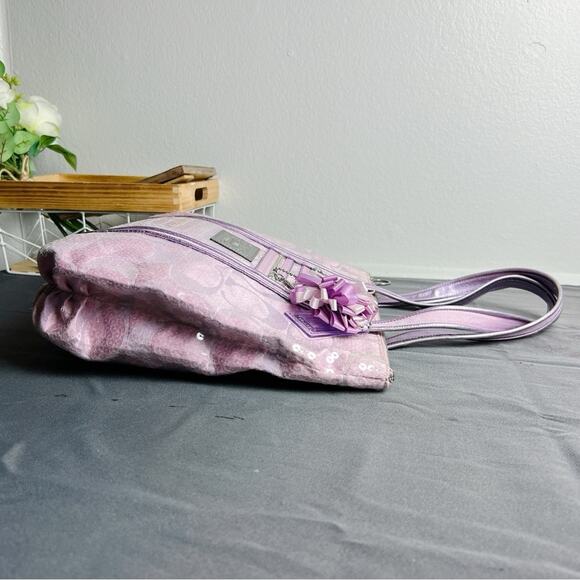 Coach Poppy Signature Sequins Limited Edition Pink Purple Glam Tote bag 14536 - Picture 5 of 10